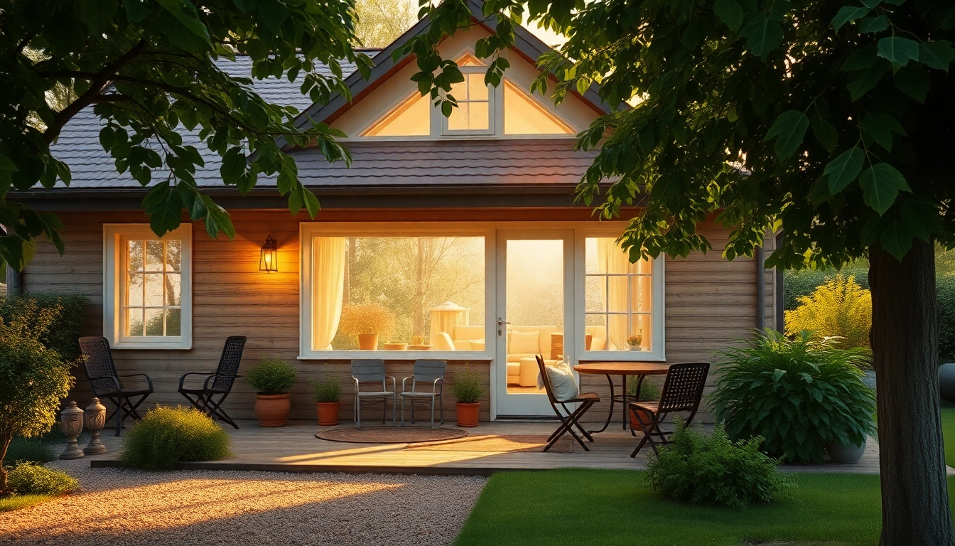 Charming Ferienhaus in a scenic countryside setting with lush gardens and comfortable outdoor seating for memorable vacations.
