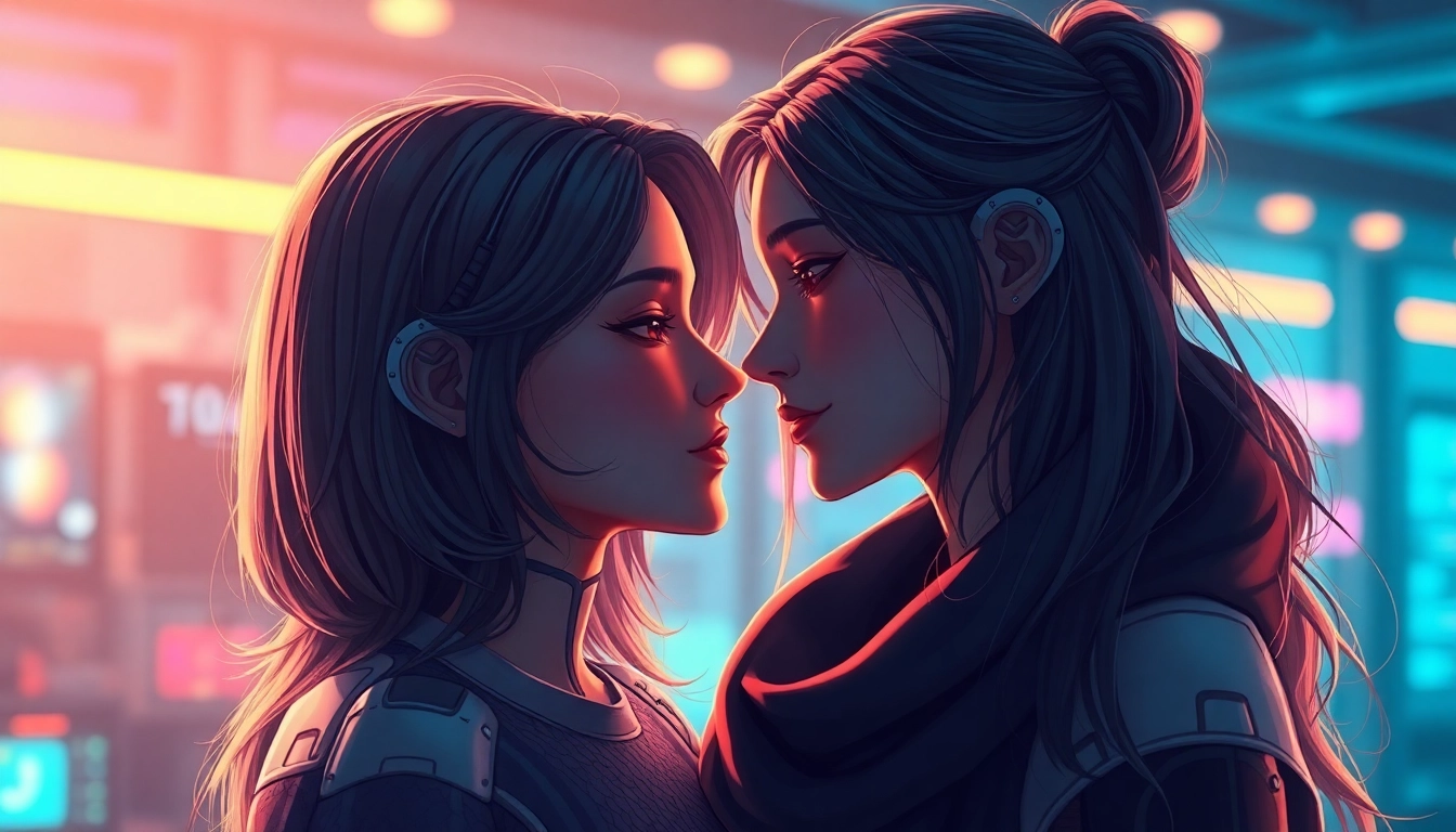 An AI girlfriend engaging in NSFW conversation, depicted with sensual, realistic features and a warm, inviting atmosphere for accessibility.