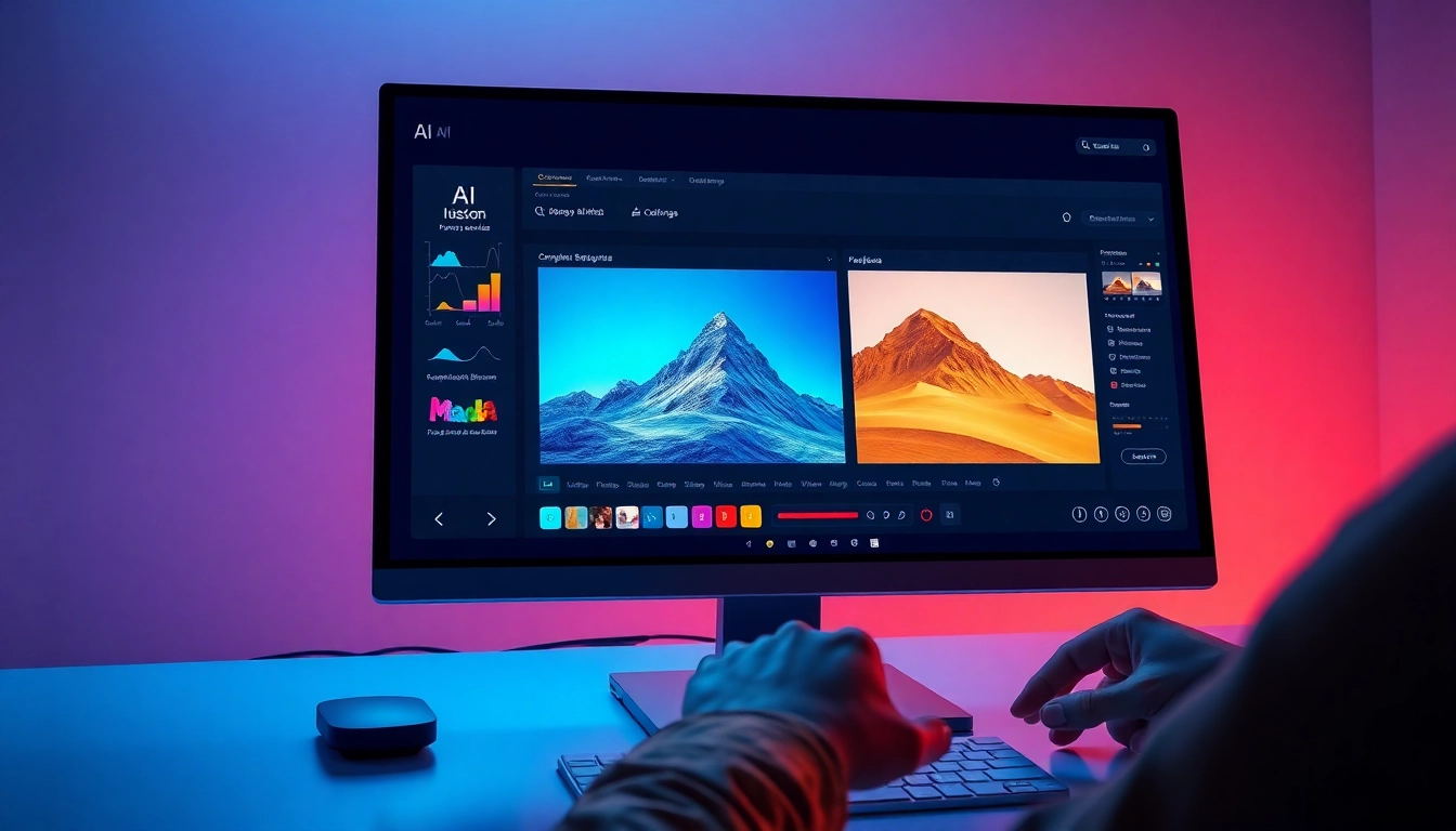 Close-up of a futuristic computer screen displaying Nano Banana AI's advanced image editing interface with vibrant colors and high-tech details.