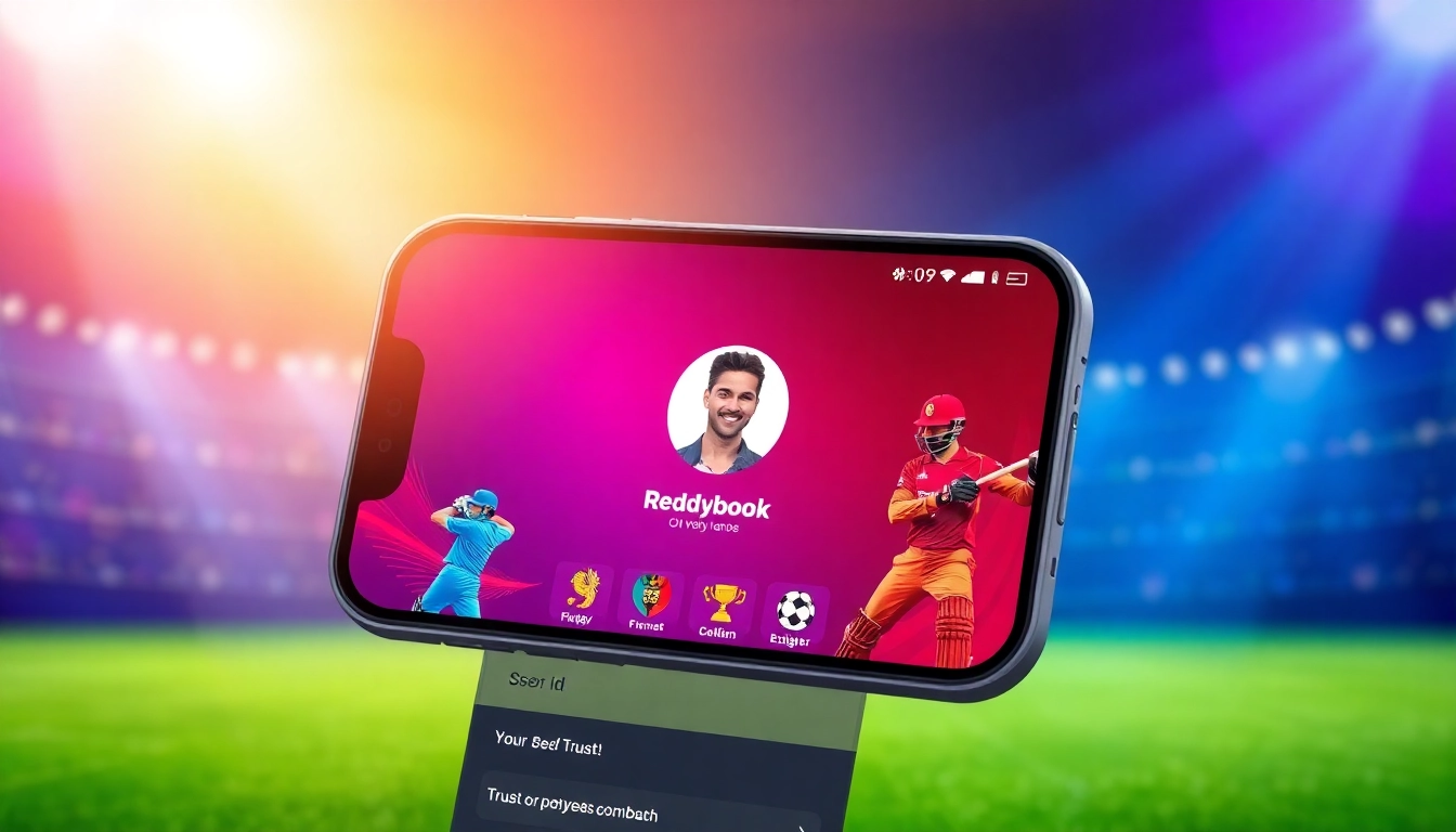 Reddybook ID displayed on a sports betting app screen, highlighting quick access for cricket betting with intuitive design.