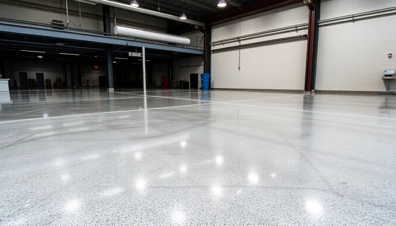 Professional application of epoxy resin floor showcasing a sleek, durable surface in an