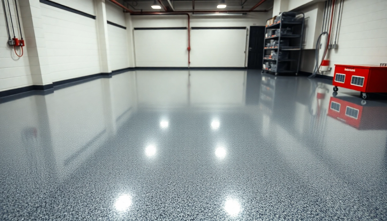Application of epoxy resin floor showing glossy surface and seamless finish for durability and